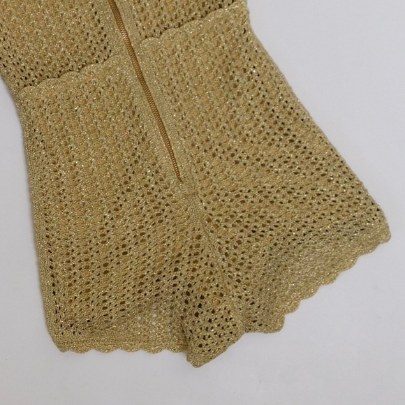 ALICE MCCALL Hot Like Fire Playsuit in Metallic Gold Romper Crochet Knit ~ 0 - Picture 10 of 15